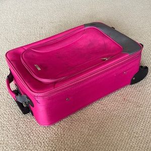 Embark Travel Suitcase Pink Grey Carry On Bag Vacation Dual Compartment FLAWS